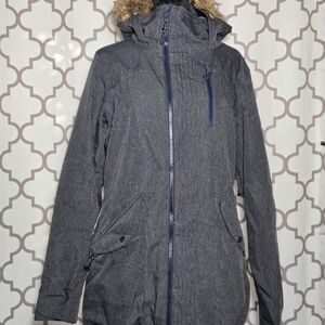 Burton Women's Blue Gray Hooded Ski Jacket, Size M